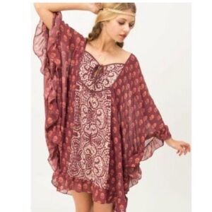 FREE PEOPLE Marla Caftan Bohemian Floral Print Dress